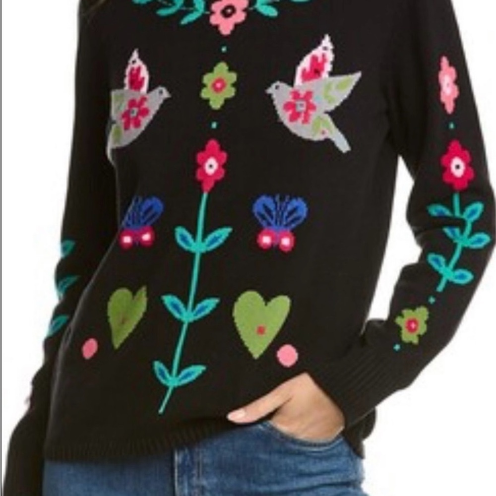 Gilt Taylor Boe Homespun Entarisa Sweater Womens L Whimsigoth Floral Embroidery - Picture 2 of 9